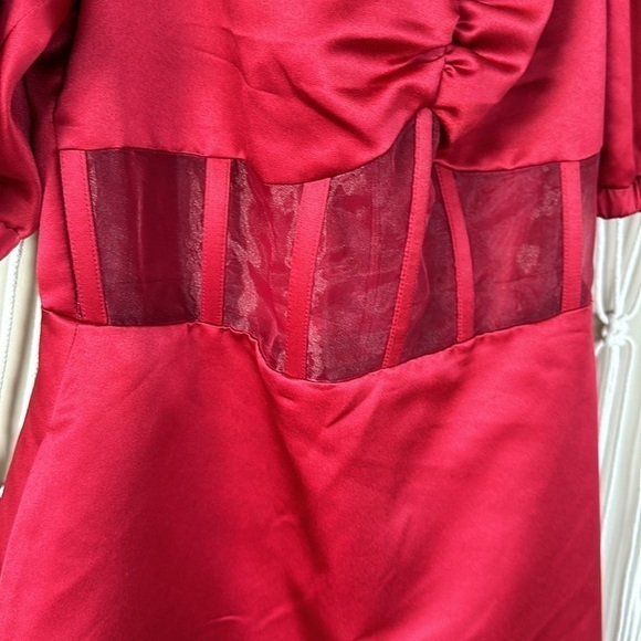 Autumn Adeigbo Clarette corset Dress Deep Red Womens mini Size 10 NEW - Picture 9 of 12